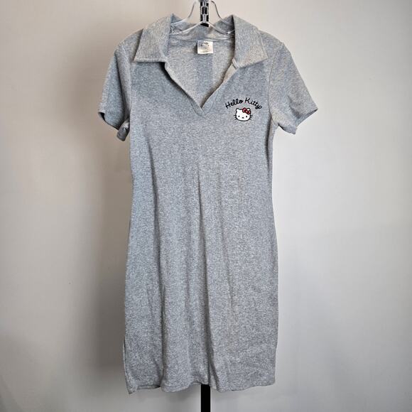 Sanrio Dresses & Skirts - Hello Kitty Sanrio Dress Gray‎ Ribbed Polo Style Short Sleeve Embroidered Large